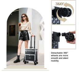 Professional Rolling Makeup Case Trolley with Drawer Cosmetic Train Case Large Storage Case Cosmetology Case Detachable Bag
