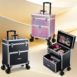 Professional Rolling Makeup Case Trolley with Drawer Cosmetic Train Case Large Storage Case Cosmetology Case Detachable Bag