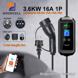 GOODCELL Type 2 EV Charger 3.6KW 16A 1P APP Smart Control IP66 5/10M Cable EU Schuko Plug 220V For Type2 EV Car Charger