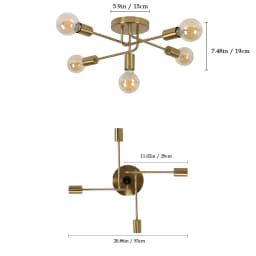 Modern Ceiling Light,5 Lights E27 Industrial Ceiling Lamp,Gold Metal Ceiling Lighting for Living Room,Bedroom(Bulb not included)