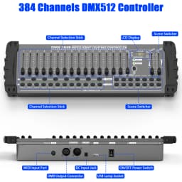 DayFlicker Black DMX and MIDI Operator 384 Channel Light Controller for Live Concerts KTV DJs Clubs