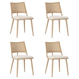 Set of 2/4/6,PU seat,rattan backrest,Bamboo kitchen chair with imitation rattan backrest and retro side armchair,beige