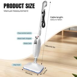 BRIEFNESS Electric Steam Mop, 400ml Detachable Floor Steamer with 2 Pads for Laminate, Tile, Carpet Deep Clean Stubborn Dirt