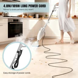 BRIEFNESS Electric Steam Mop, 400ml Detachable Floor Steamer with 2 Pads for Laminate, Tile, Carpet Deep Clean Stubborn Dirt