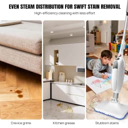 BRIEFNESS Electric Steam Mop, 400ml Detachable Floor Steamer with 2 Pads for Laminate, Tile, Carpet Deep Clean Stubborn Dirt
