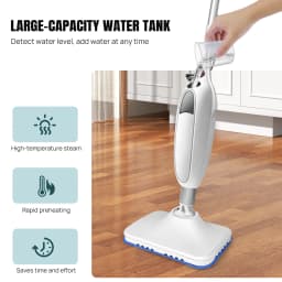 BRIEFNESS Electric Steam Mop, 400ml Detachable Floor Steamer with 2 Pads for Laminate, Tile, Carpet Deep Clean Stubborn Dirt