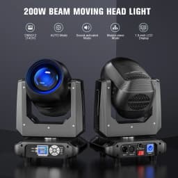 LeLeght 2Pcs 200W Moving Head 18-Facet Prism Stage Light 14CH DMX512 With Sound Activated for Parties Wedding Church Live Show