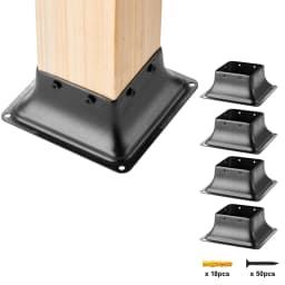 SucceBuy 4x4 Post Base 4/10Pcs Internal 3.6"x3.6" Heavy Duty Powder-Coated Steel Post Bracket Fit for Standard Wood Post Anchor