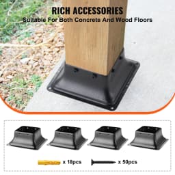 SucceBuy 4x4 Post Base 4/10Pcs Internal 3.6"x3.6" Heavy Duty Powder-Coated Steel Post Bracket Fit for Standard Wood Post Anchor