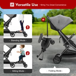 Universal Stroller Board 2 in 1 Removable Seat 55LBS Load PP PU EVA Adjustable Standing Sitting Kids 3-7
