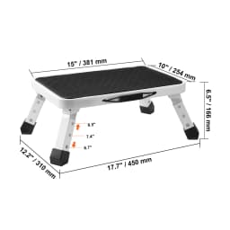 SucceBuy Step Ladder 1/2-Step 330lbs Capacity Ergonomic Folding Steel Step Stool with Wide Anti-Slip Pedal Multi-Use for House
