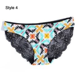 Fashion Women's Sexy Lace Panties Seamless Underwear Leopard Ice Silk for Girl Bikini Cotton Crotch Transparent Lingerie