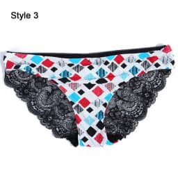 Fashion Women's Sexy Lace Panties Seamless Underwear Leopard Ice Silk for Girl Bikini Cotton Crotch Transparent Lingerie