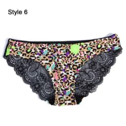 Fashion Women's Sexy Lace Panties Seamless Underwear Leopard Ice Silk for Girl Bikini Cotton Crotch Transparent Lingerie