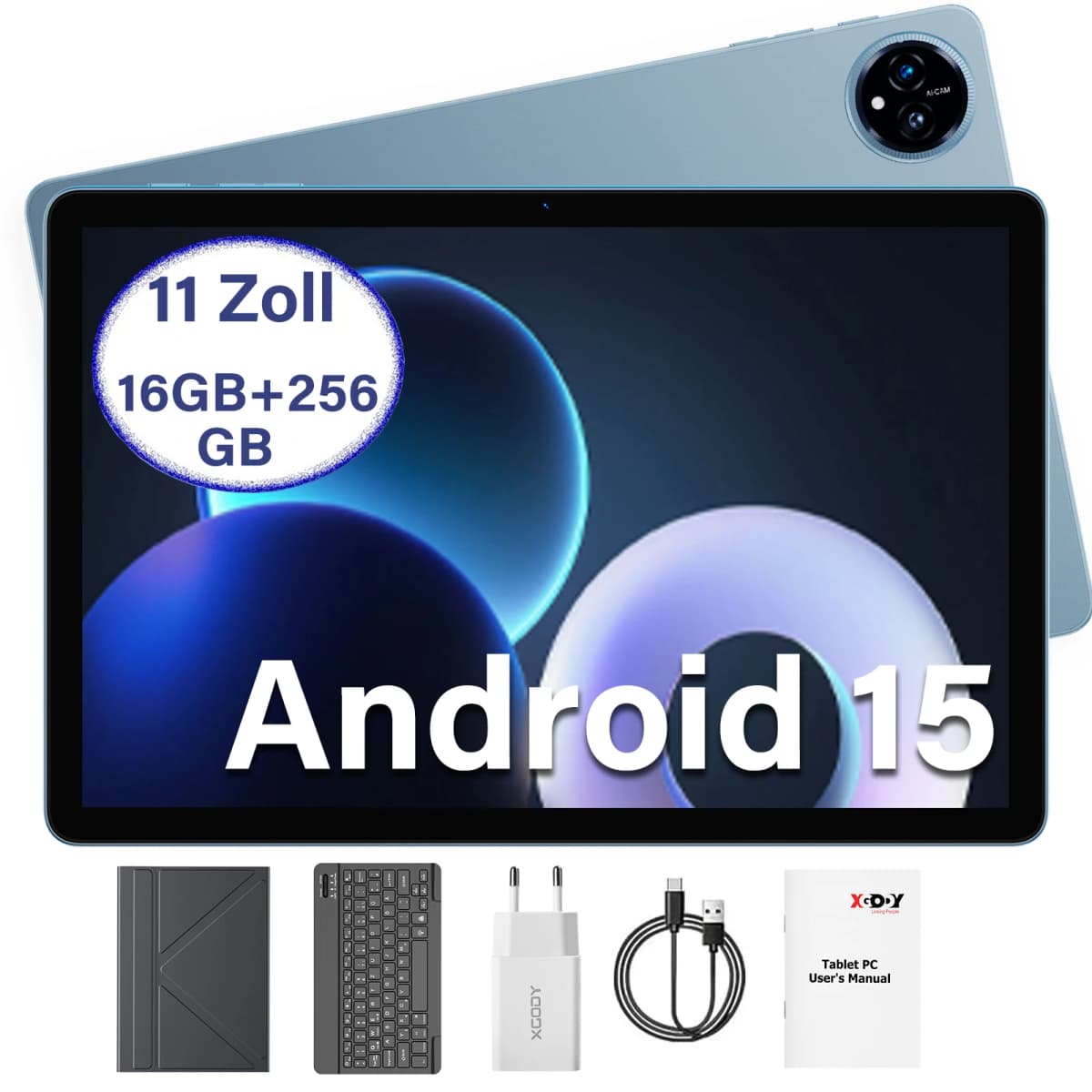 Android 15 Tablet,11Inch Tablets with Octa Core Processor, 16GB RAM 256GB ROM 1TB Expand, Widevine L1, 8000mAh Battery Dual WiFi