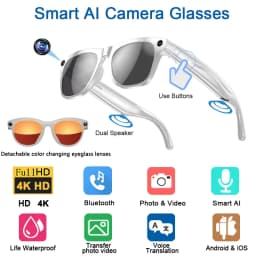 4K HD AI Smart Glasses Men 800W Pixel Camera Bluetooth Call 4GB WIFI Transmission Voice Assistant Smart Glasses 2026 New
