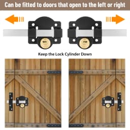 5 Keys 1 Set Sliding Door Lock Both Side Lock Door 50mm Long Throw Gate Lock Stainless Steel Security Lock for Yard,Garden Doors