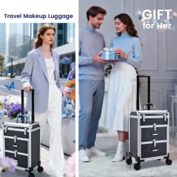 Professional Large Cosmetic Trolley with Locks Rolling Makeup Train Case with Drawers Cosmetics Storage Organizer Make up Case