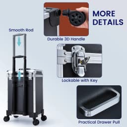 Professional Large Cosmetic Trolley with Locks Rolling Makeup Train Case with Drawers Cosmetics Storage Organizer Make up Case