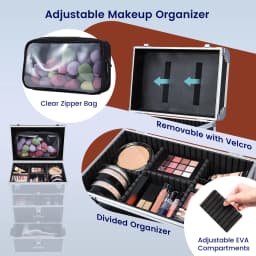 Professional Large Cosmetic Trolley with Locks Rolling Makeup Train Case with Drawers Cosmetics Storage Organizer Make up Case