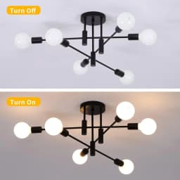 6 Lights E27 Base Ceiling Light,Modern Retro LED Pendant Lamp,Metal Lamp for Living Room,Bedroom,Hallway(Bulb not included)