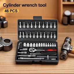 Professional Ratchet Socket Wrench Set 46PCS 1/4 Inch Drive Metric Hand Tool Kit for Bicycle Motorcycle Car Auto Repair and Maintenance Home Garage Use