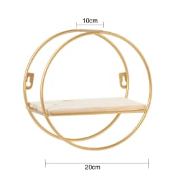 【Breeins】Gold Metal Round Wall Shelf Display Storage Rack For Home Office Decoration Organizer