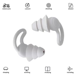 3 Layers Reusable Silicone Earplugs for Swimming, sleeping, learning, Concert, Motorcyclists & More,Mute for Extra Coverag