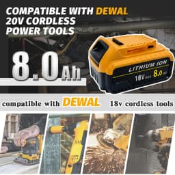 2Pack 8.0Ah Compatible with Dewalt Pin DCB184 18V XR Slide Li-Ion Battery DCB182 DCB183 DCB180 DCB200 Lithium-Ion Power Tool Max