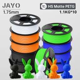 JAYO 10 Rolls 3D High Speed Matte PETG / High Speed Matte PLA 1.75mm 30mm/s - 600mm/s Print Range PETG /PLA 3D Printer Filament