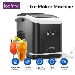 Portable Ice Maker Self-Cleaning Ice Maker Machine with Handle, 12KG in 24Hrs, 2 Sizes Ice Cubes , Scoop & Basket Included, 1.4L