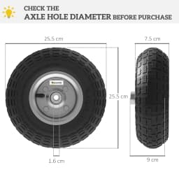 Outsunny Set of 4 Pneumatic Wheels, 10" Wheelbarrow Wheels, Replacement for Barn Carts, Black
