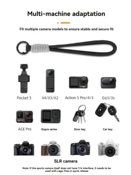 Wrist Hand Strap for DJI Osmo Pocket 3 for Insta360 X5/X4/X3/X2 for Action5 pro/4/3, Comfortable Handheld Stabilizer Accessory