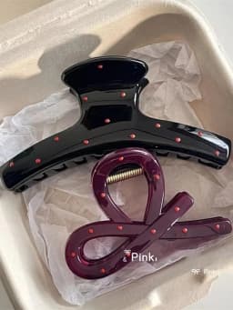 2Pcs/Set Vintage Blue Polka Dot Red Bow Hair Clip Shark Claw Clamp Hairpin Barrette Korean Hair Headwear Accessory for Women