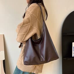 New Retro Tote Bag for Women Large Shoulder Bag Simple Commuter Bag Handmade Tote
