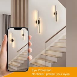 LED Wall Lights Modern, 24W Wall Lamp Indoor, Black Wall Sconce for Bedroom, Mirror, Living Room, Dining Room, Staircase 3000K