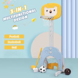 ERGOMASTER 3-in-1 Basketball Hoop Set Stand Toddler Basketball Hoop Indoor & Outdoor Toys