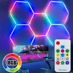 5PCS 110-240V Hexagon Garage Light RGB Hexagon LED Lighting Honeycomb Lamps for Car Wash Auto Repair Workshop Ceiling Lighting