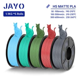 JAYO High Speed PLA matte 3D Filament 1.75mm PLA 3D Printer Filament 5Rolls/set Neatly Wound Matte Effect 3D Printing Materials