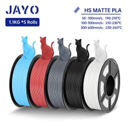 JAYO High Speed PLA matte 3D Filament 1.75mm PLA 3D Printer Filament 5Rolls/set Neatly Wound Matte Effect 3D Printing Materials