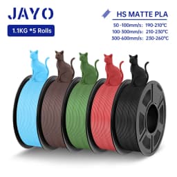 JAYO High Speed PLA matte 3D Filament 1.75mm PLA 3D Printer Filament 5Rolls/set Neatly Wound Matte Effect 3D Printing Materials