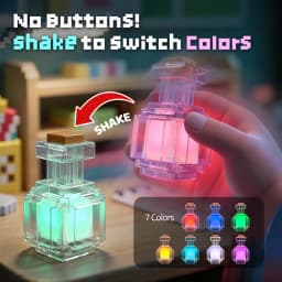 MC Game Potion Bottle Light Rechargeable Medicine Bottle LED Night Light Table Lamps 7 Colors Pixel Style for Kids Bedside Lamp