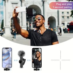 Wireless Lavalier Microphone With Windproof Cover Audio Video Recording Mini Mic For Android Mobile Phone Microphone