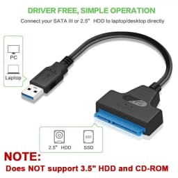 SATA to USB 3.0 / 2.0 Cable Up to 6 Gbps for 2.5 Inch External HDD SSD Hard Drive SATA 3 22 Pin Adapter USB 3.0 to Sata III Cord