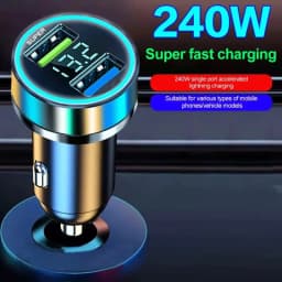 240W Car Charger Fast Charging 2 USB Ports Adapter For IPhone Samsung Xiaomi Quick Charging Chargers With Digital Display