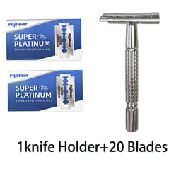1 Pcs Shaving Razor + 10/20/40/100 Pcs Manual Shaver for Men Barbershop Razor Stainless Steel Shank Is Easy To Use Safety Razor