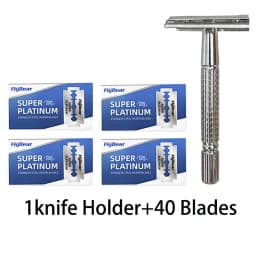1 Pcs Shaving Razor + 10/20/40/100 Pcs Manual Shaver for Men Barbershop Razor Stainless Steel Shank Is Easy To Use Safety Razor