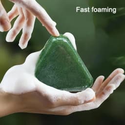 1-10PCS Triangle Shampoo Bar, Usman Grass Shampoo Bar,Nature Seven Green Soap Shampoo, Calming & Strengthens Hair for Women Men