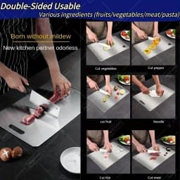 WXCOO Chopping Board Stainless Steel Double Sided Thickened Kneading Dough Board Kitchen Household Fruit Cutting Block
