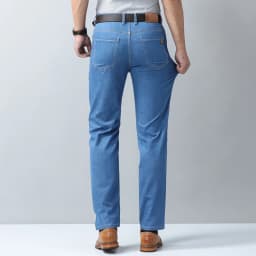 2026 New Spring Summer Ice Silk Thin Men's Light Blue Straight Slim Jeans Stylish Casual Stretch Denim Pants Classic Trousers 40